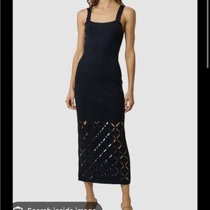 Lalavon Black Midi Dress with Cut-Out Details Medium